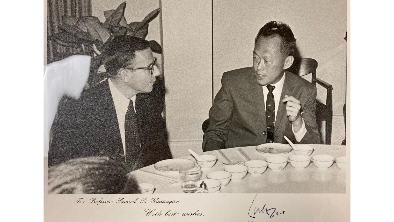 Author's photo. Samuel Huntington and Lee Kuan Yew, Singapore, 1970. Samuel P. Huntington personal archive, Box 1, Folder 47: Lee, Kuan Yew, 1970.  