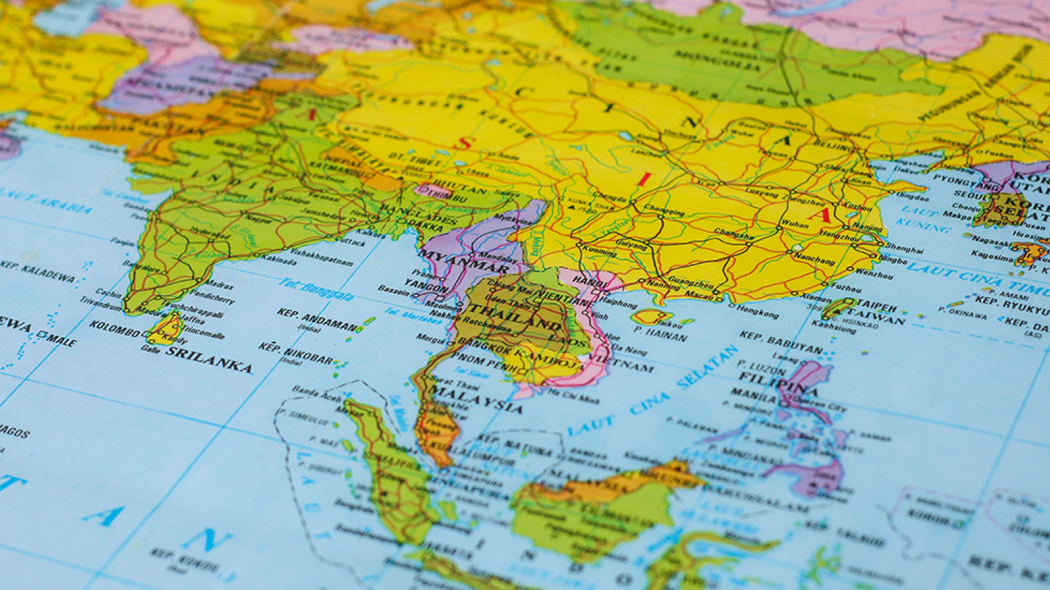 Detailed political map of Thailand and surrounding Southeast Asian countries 
